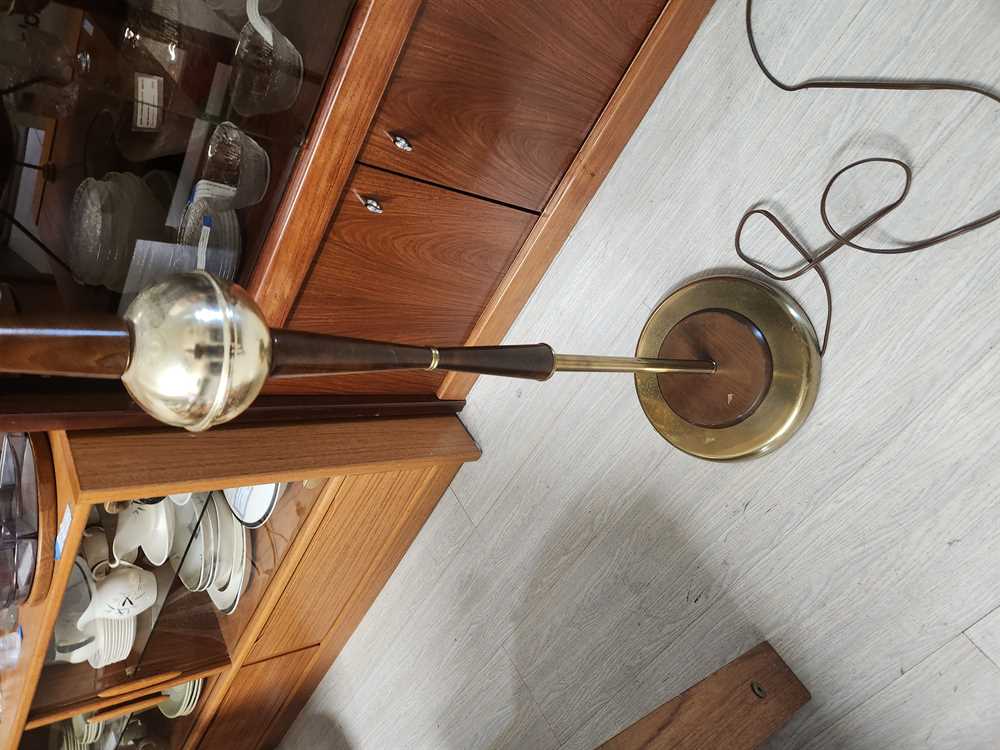 Walnut & Brass Floor Lamp w/ Atomic Shade