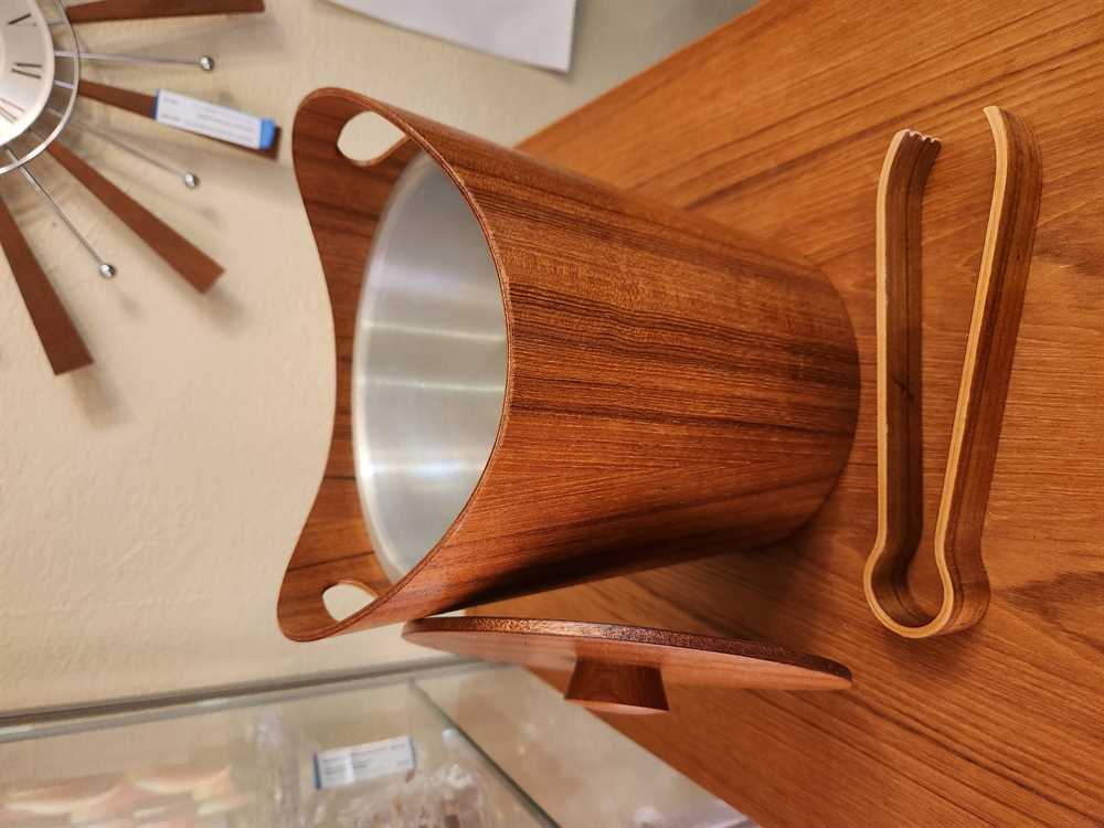 Made in Japan Teak Ice Bucket With Tongs