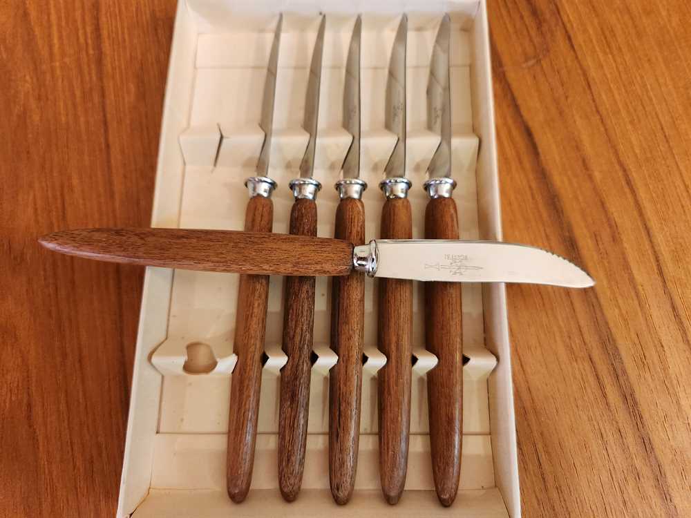 Set of 6 Geilo Norway Teak Handled Stainless Butter Knives