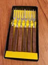 Set of 6 Japanese Teak and Stainless Appetizer Forks