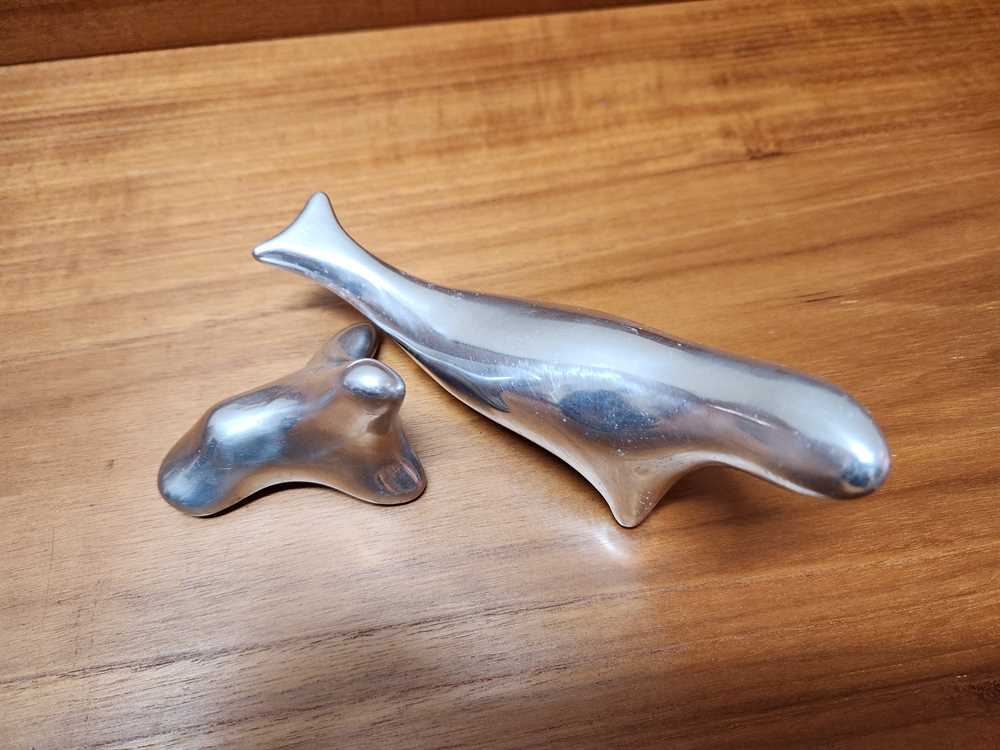 Pair of Hoselton Aluminum Seal Scultpures Adult and Baby