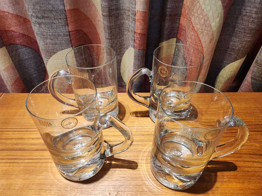 Set of 4 Krosno Poland "Bubble" Beer Mugs