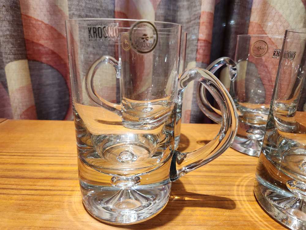 Set of 4 Krosno Poland "Bubble" Beer Mugs