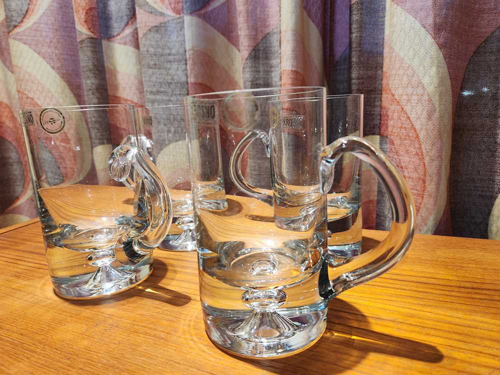 Set of 4 Krosno Poland "Bubble" Beer Mugs