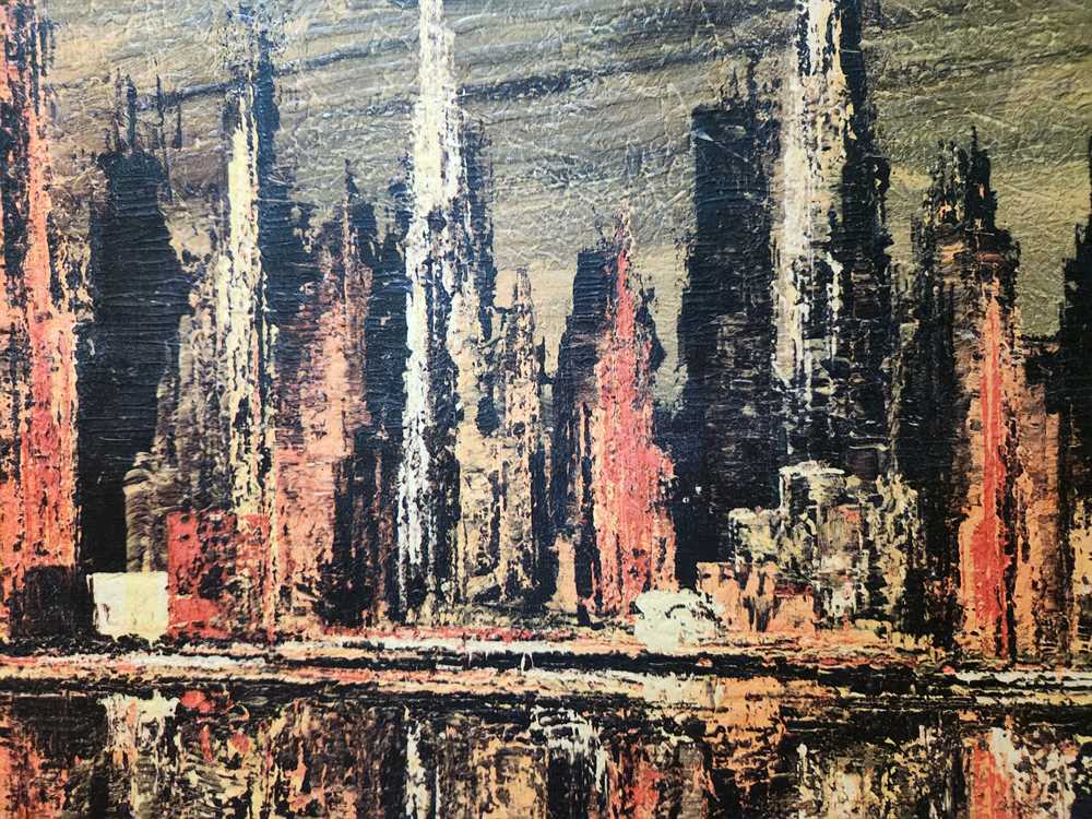 Brutalist Cityscape Lithograph- "Bronze Skyline" by Carter