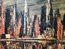 Brutalist Cityscape Lithograph- "Bronze Skyline" by Carter