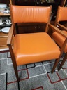 Teak arm chair - new foam and orange leather