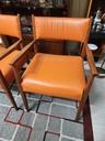 Teak arm chair - new foam and orange leather