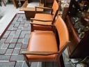 Teak arm chair - new foam and orange leather