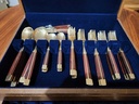 Vintage 1960s Jean Claude  Bronze and Rosewood 65 Piece Cutlery Set.  Made for American Express