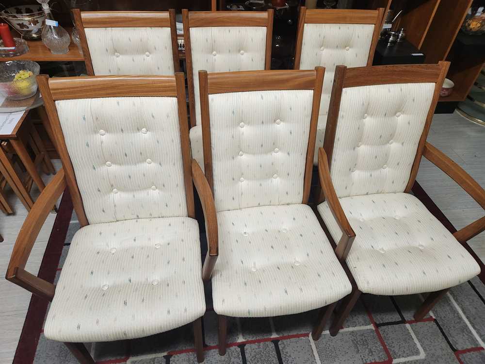 Nordic Furniture Canada Teak Highback Dining Chairs - Set of 6  w/ 2 Armchairs