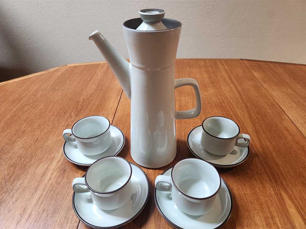 Denby Summit Large Coffee Pot with 4 Cups and Saucer Set