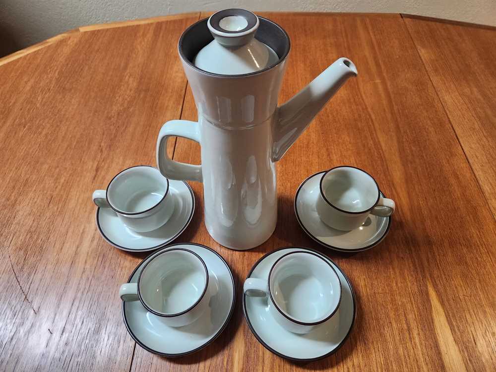 Denby Summit Large Coffee Pot with 4 Cups and Saucer Set