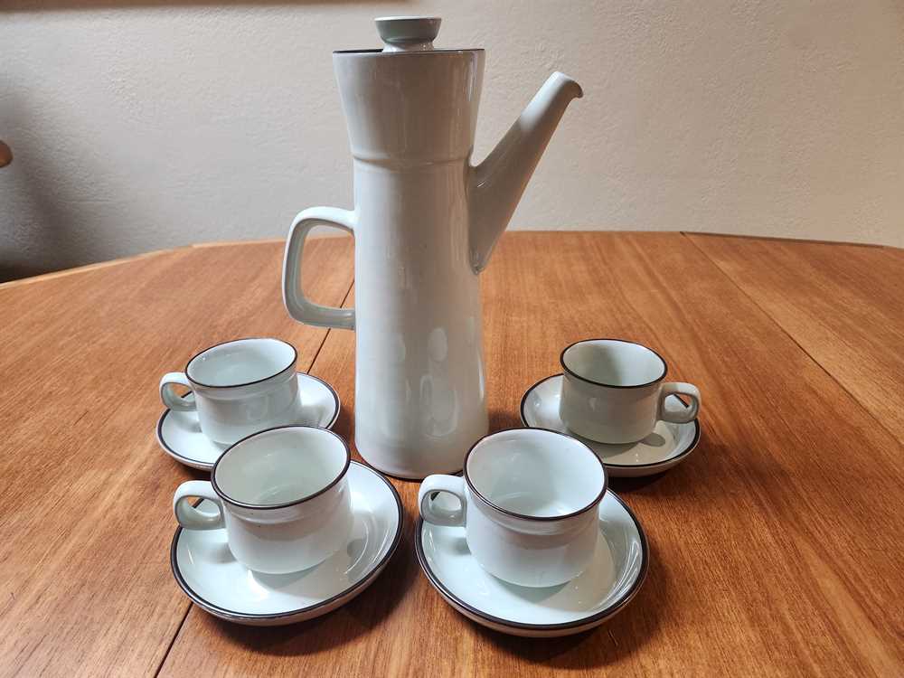 Denby Summit Large Coffee Pot with 4 Cups and Saucer Set