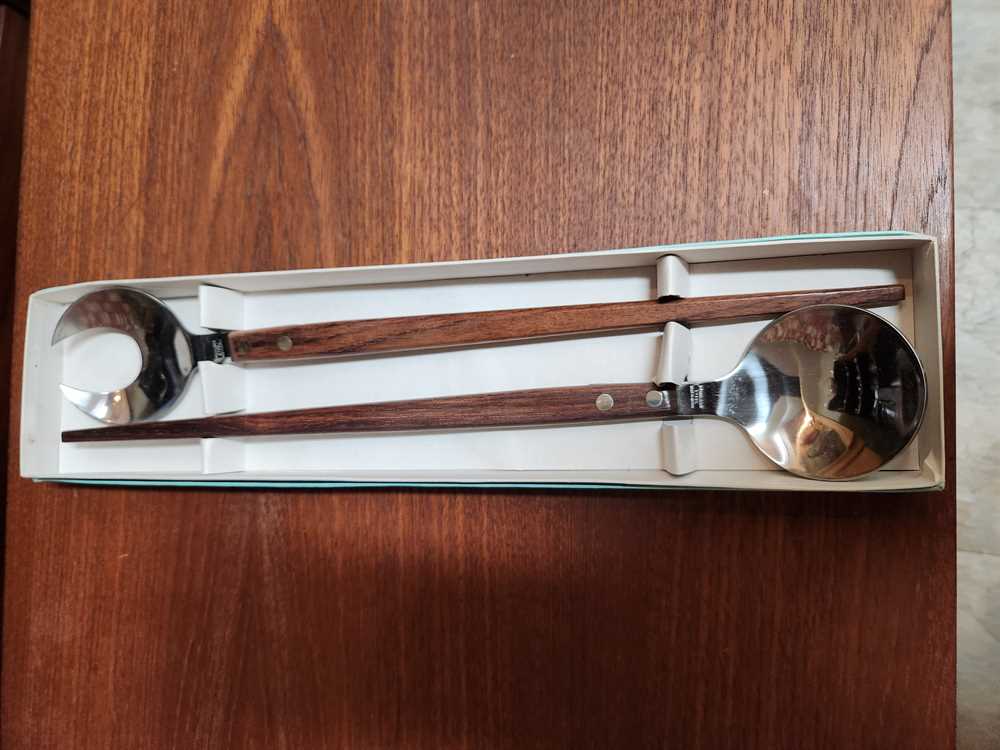 Teak and Stainless Salad Utensil Set
