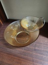 1950's Federal Glass Amber Chip and Dip Bowl Set