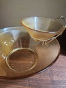 1950's Federal Glass Amber Chip and Dip Bowl Set