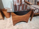 RS Associates Teak and Glass Top Side Table