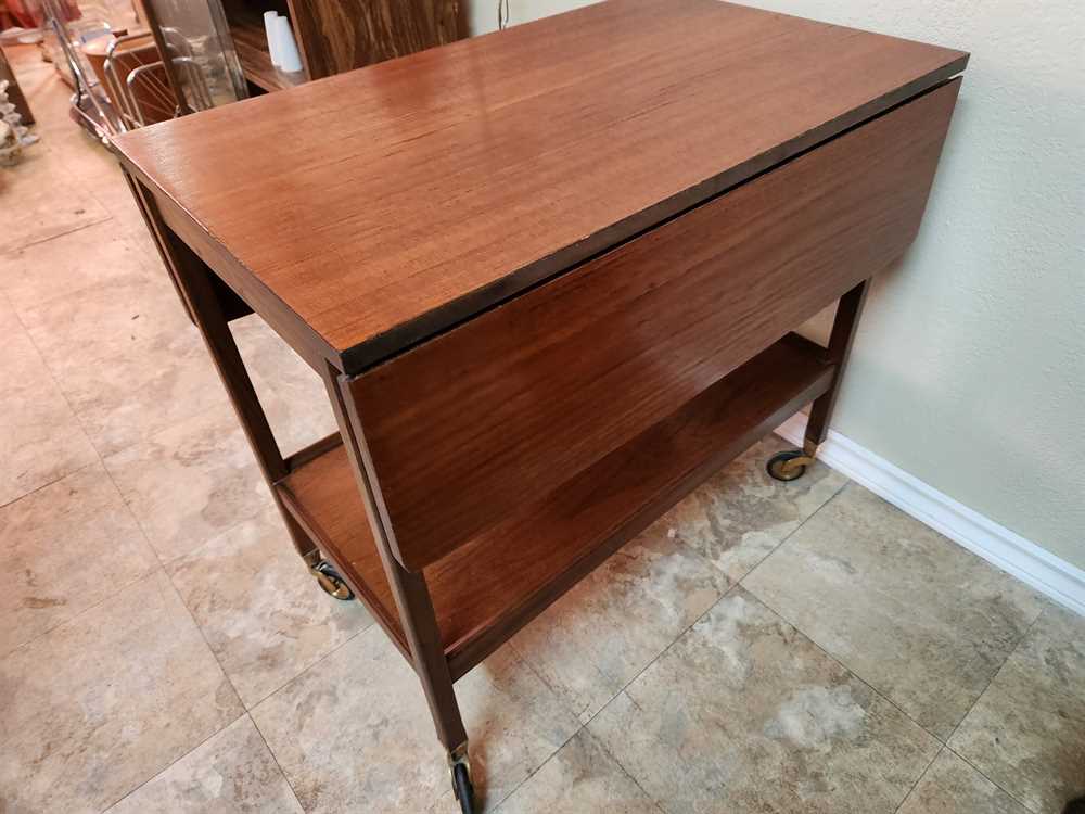 Afrormosia (African Teak) Serving Cart w/ Leaves by Fyne Ladye  of Banbury UK