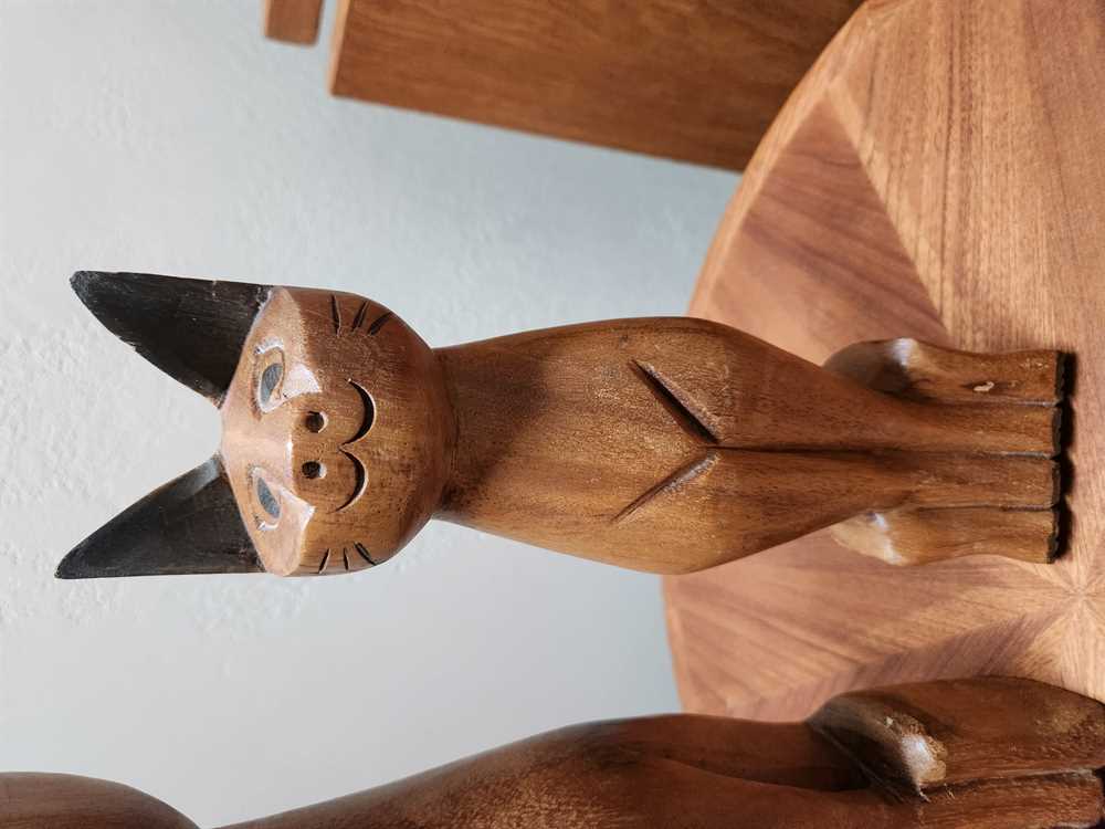 Pair of Teak Siamese Cats