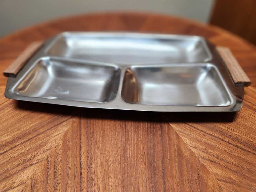 Teak and Stainless Steel Condiment Tray