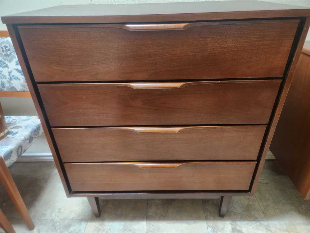Vic Art Walnut 4 Drawer Tallboy Dresser