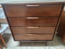 Vic Art Walnut 4 Drawer Tallboy Dresser