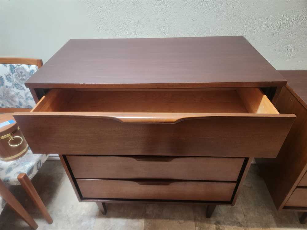 Vic Art Walnut 4 Drawer Tallboy Dresser