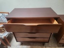 Vic Art Walnut 4 Drawer Tallboy Dresser