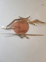 Brass and Copper Seagulls in Flight over Sun Wall Hanging