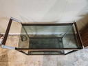 Smoked Glass, Chrome and Walnut Bar Cart