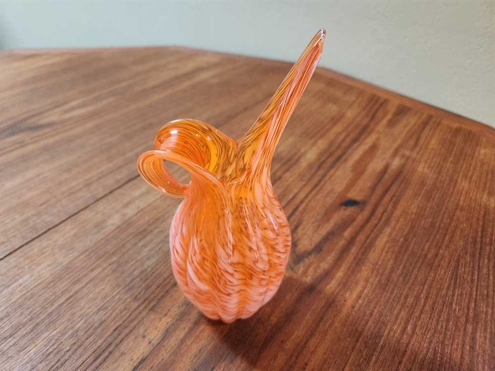 Lefton Glass Orange Swirl Creamer / Pitcher