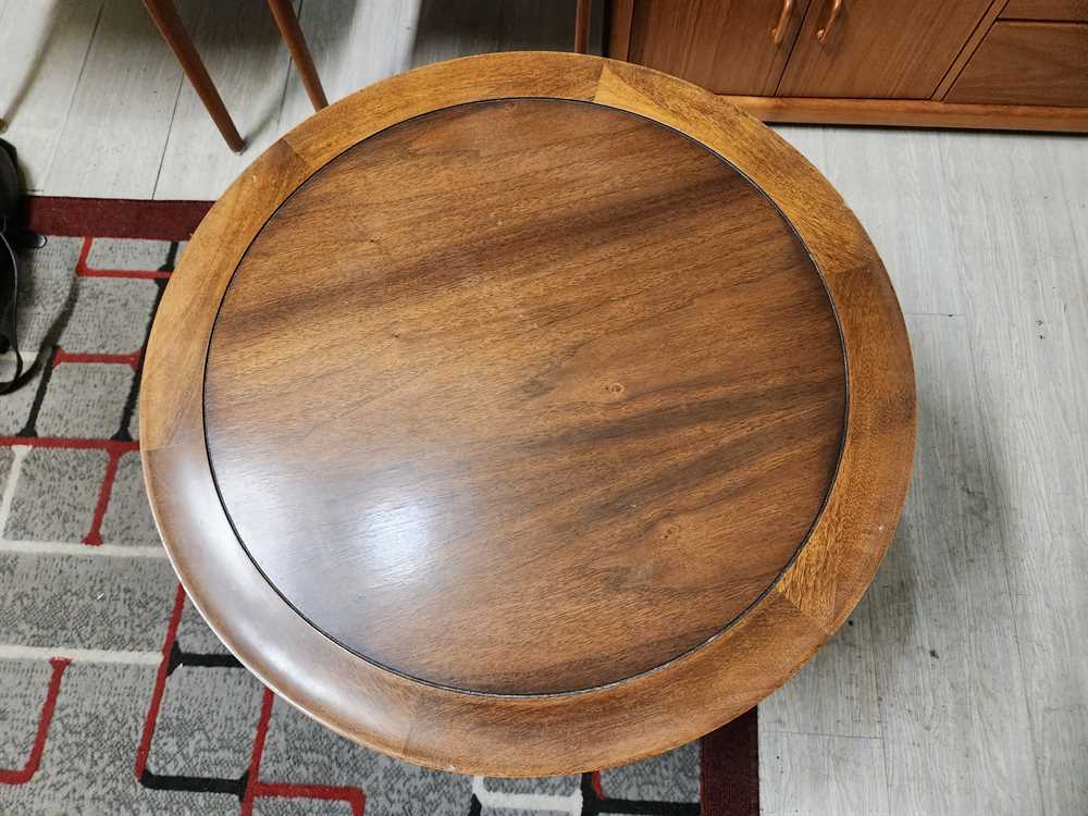 Deilcraft Round Walnut Side Table w/ storage