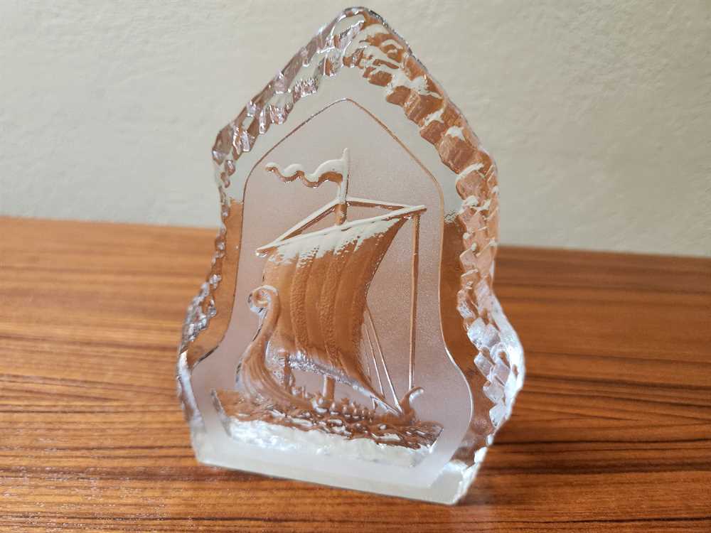 Nybro Sweden Large Sailing Ship Glass Sculpture