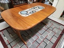 Gangso Mobler Dining Table w/ hand painted Italian Tiles and 1 Leaf.  Signed by artist.