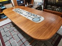Gangso Mobler Dining Table w/ hand painted Italian Tiles and 1 Leaf.  Signed by artist.