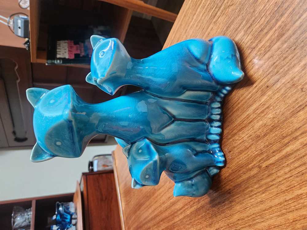 Large Ceramic Fox Family Sculpture