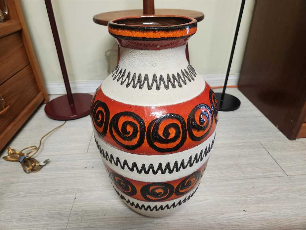 West German Pottery Extra Large Fat Lava Vase