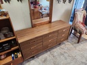 9 Drawer Teak Dresser w/ Mirror