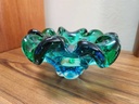 Lorraine Green over Blue with controlled bubbles Basket/Ashtray