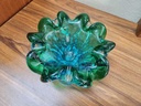 Lorraine Green over Blue with controlled bubbles Basket/Ashtray