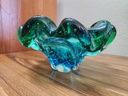 Lorraine Green over Blue with controlled bubbles Basket/Ashtray