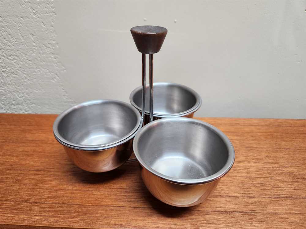 Chrome Tri - Condiment Holder with spoons