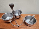 Chrome Tri - Condiment Holder with spoons