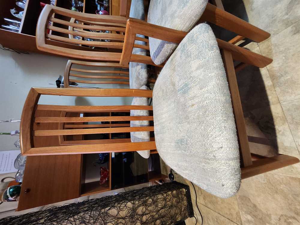Set of Six Nordic Furniture Teak Highback Wide-Seat Dining Chairs w/ 2 arm chairs