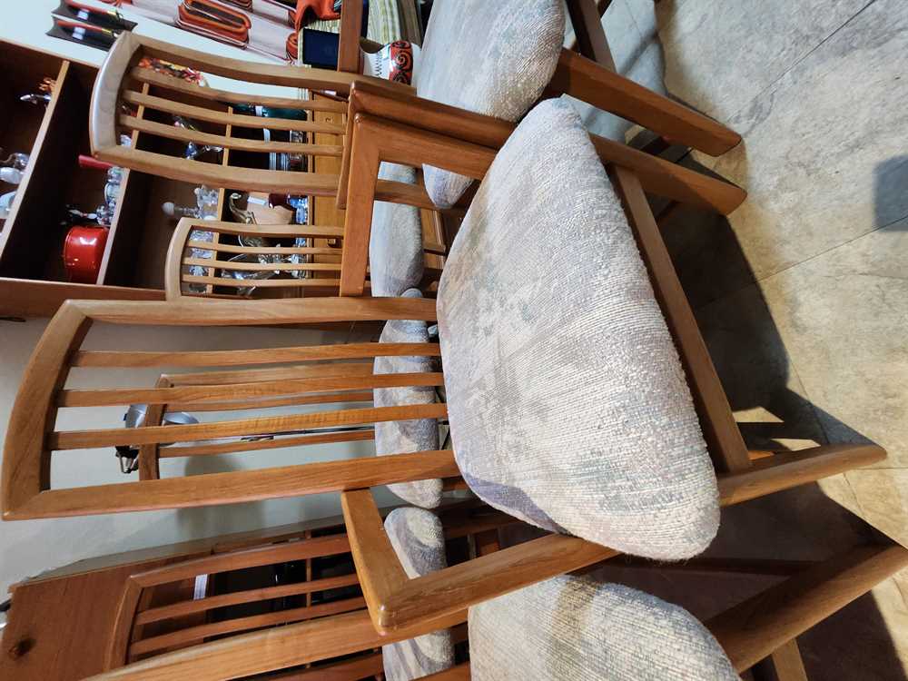 Set of Six Nordic Furniture Teak Highback Wide-Seat Dining Chairs w/ 2 arm chairs