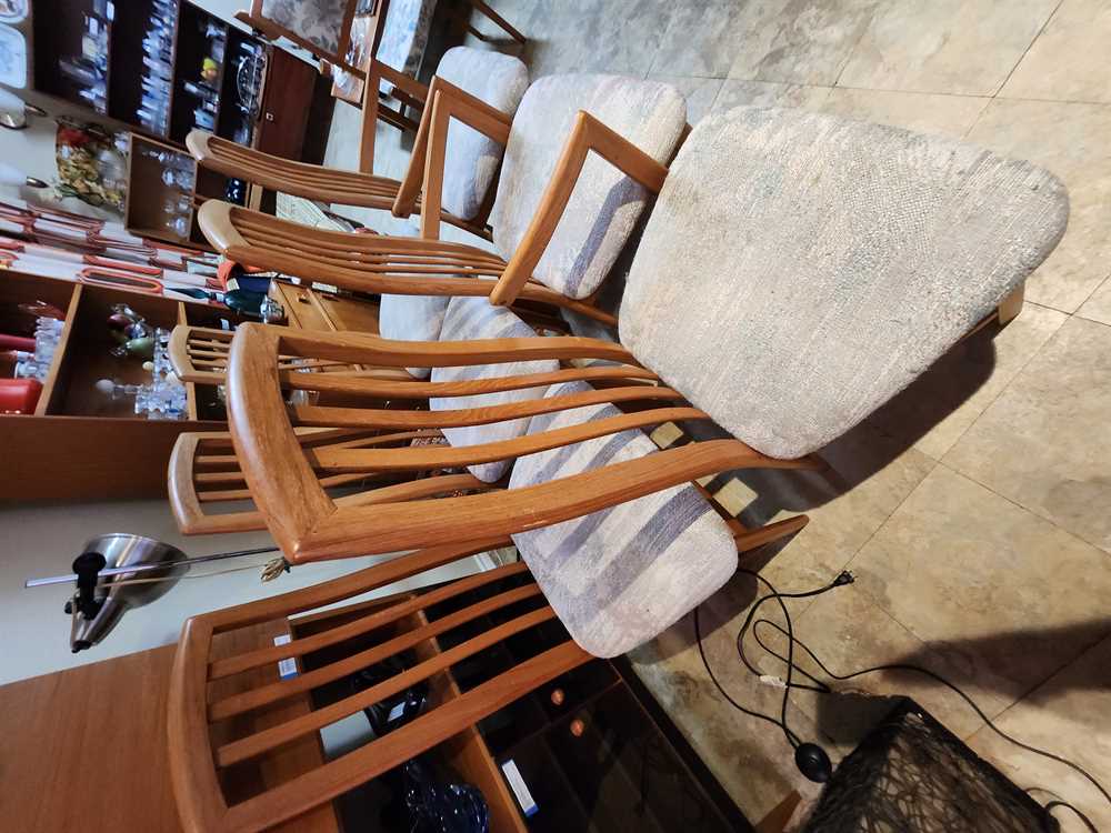 Set of Six Nordic Furniture Teak Highback Wide-Seat Dining Chairs w/ 2 arm chairs