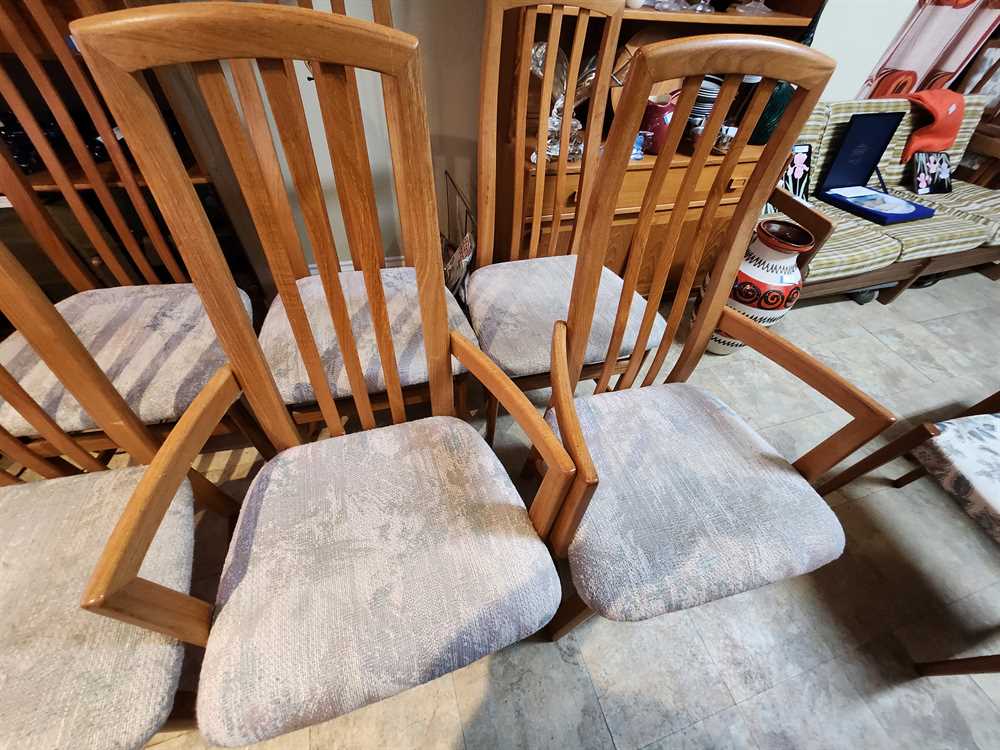 Set of Six Nordic Furniture Teak Highback Wide-Seat Dining Chairs w/ 2 arm chairs