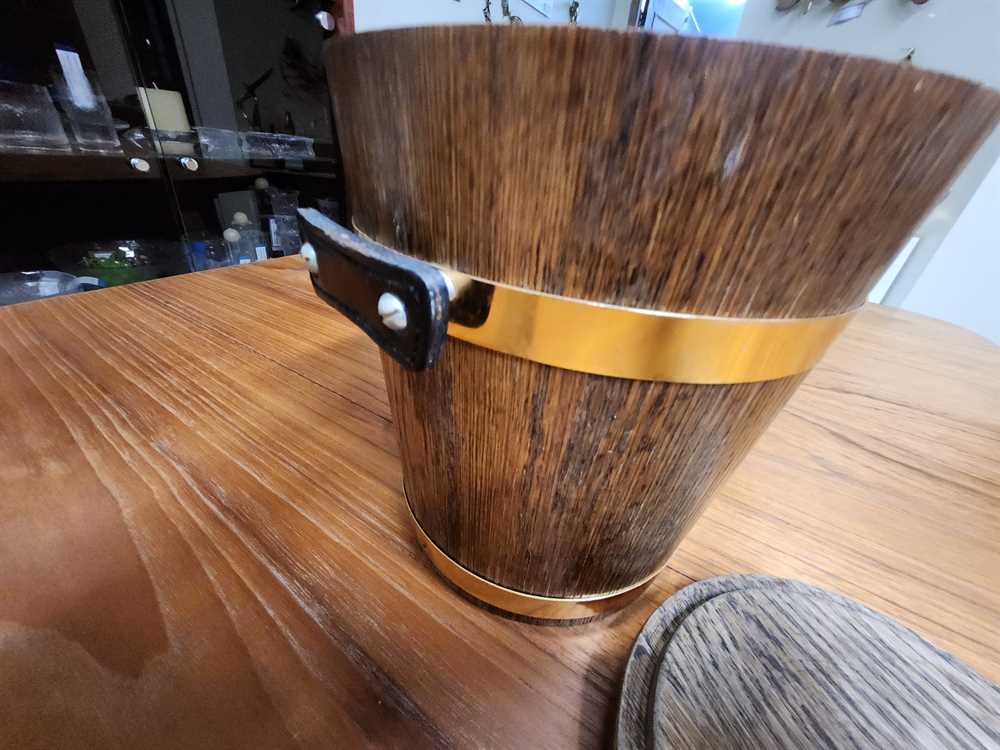 KMC Japan Mahogany Ice Bucket with Leather Handles