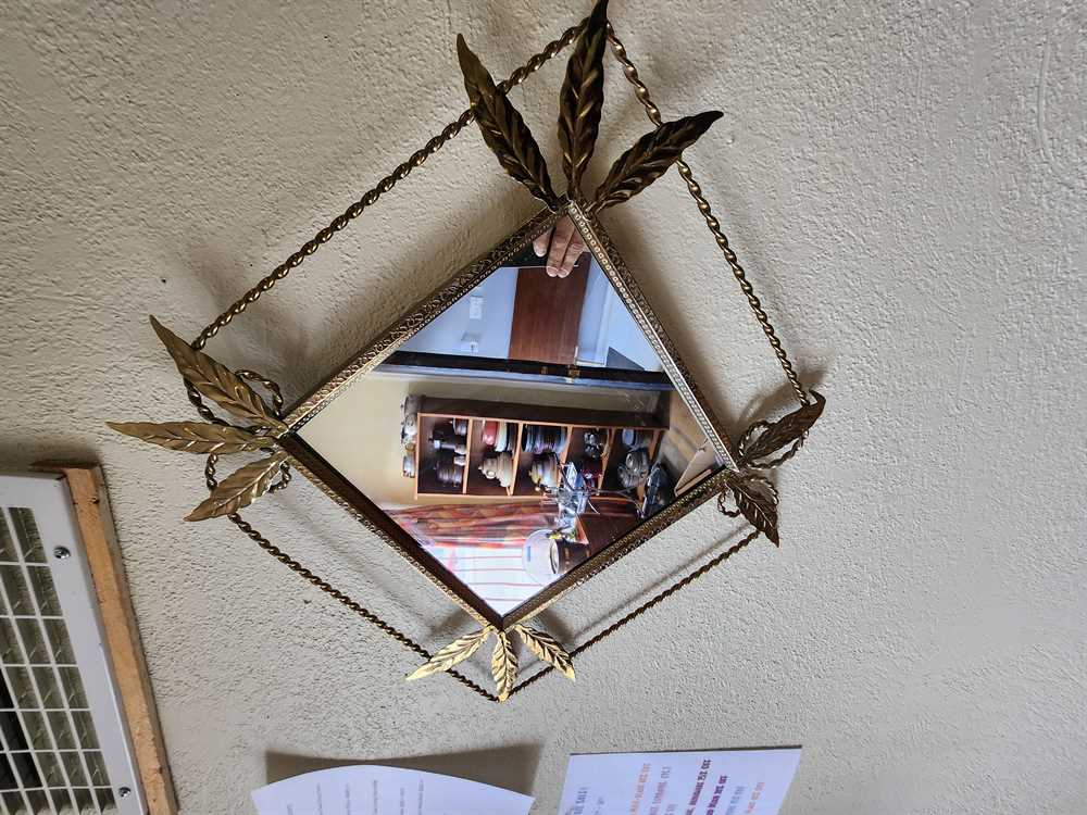 Brass and Wrought Iron Leaf Mirror